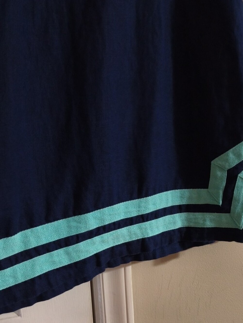 Sail to Sable Navy Shift Dress with Aqua Trim - Picture 4 of 7